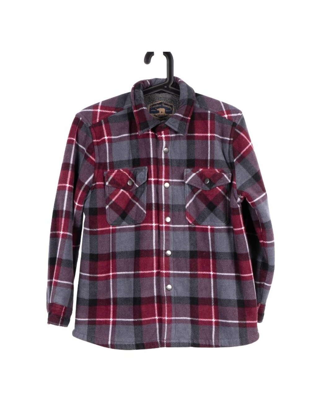 Plaid Fleece Jacket L 14 16 Youth Plaid Red Gray Lining Freedom Foundry Dry Good